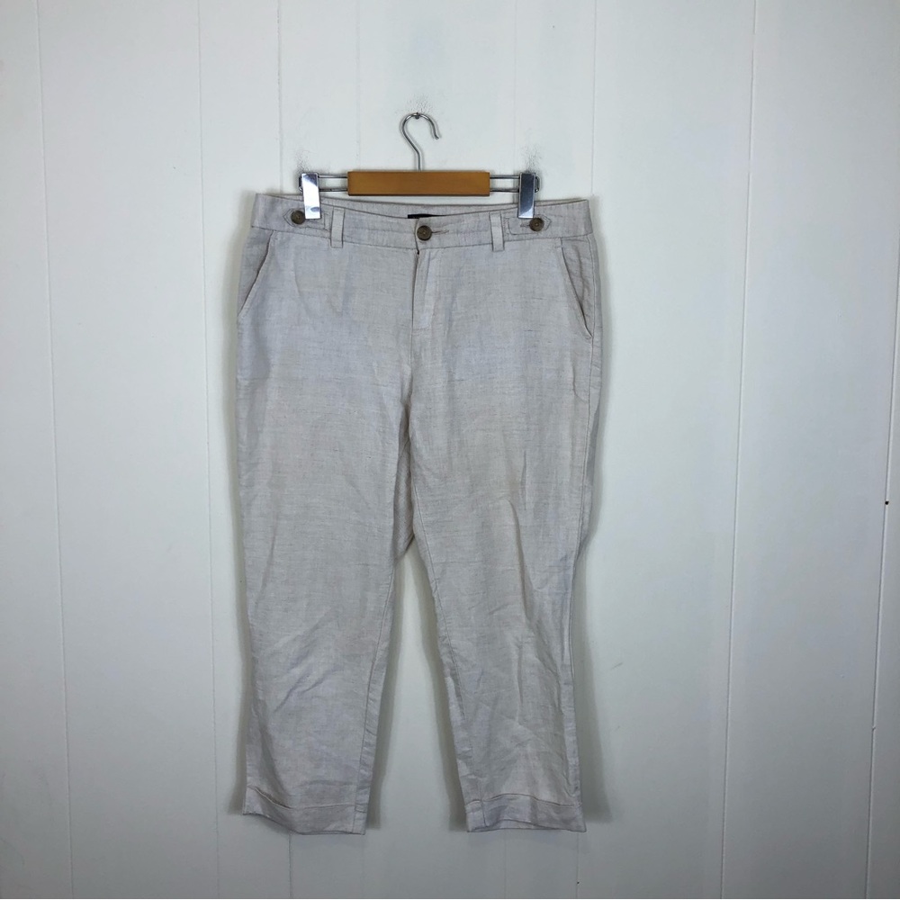 Banana Republic Linen Cotton Wide Leg Cropped Pants Sz 8